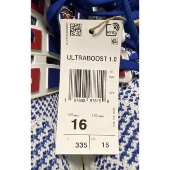 Adidas Ultraboost USA Rare White Royal Blue Running Shoes Mens 16 NEW Fast Ship - Picture 7 of 8